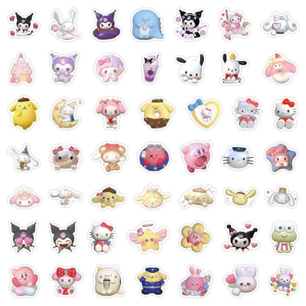 100 stk 3D Avatar Sanrio klistremerke Tegneserie Søtt DIY klistremerke Vanntett Anime klistremerker Kuromi My Melody Bærbar klistremerke