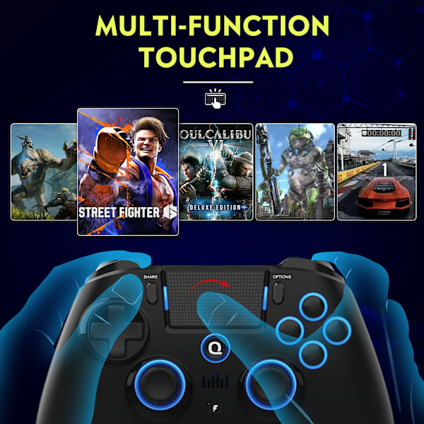 Trådlös kontroller för PS4 PS3 PS2 IOS Android PC Hall Effect 9-color LED lights Vibration effekt PS4 Gamepad