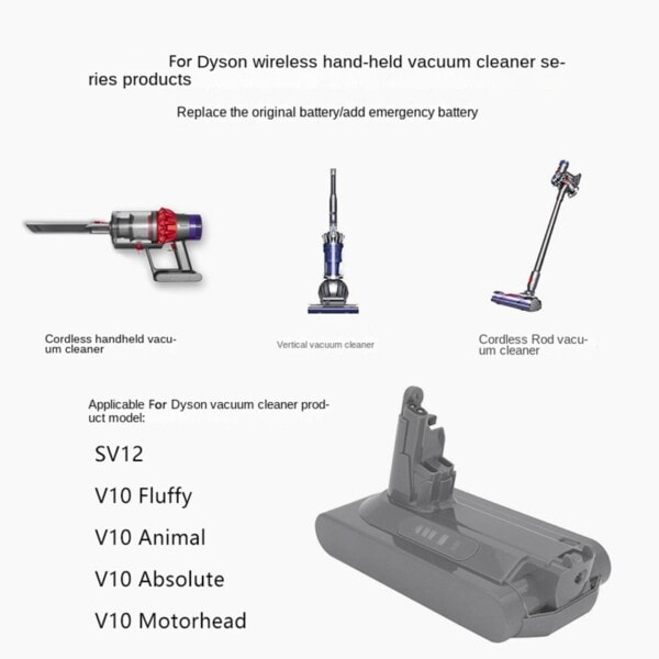 4500mAh/4000mAh Erstatning batteri for Dyson V10 batteri V10 Absolutt,V10 Fluffy, syklon V10 Batteri