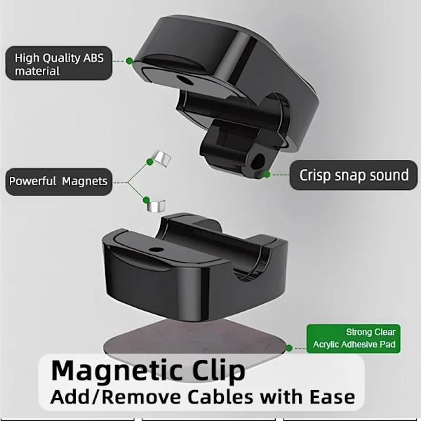 Magnetisk kabel klämmor kabel slät justerbar sladd hållare