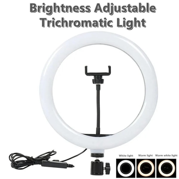 10 tommer Selfie Ring Lys, Photography Fill Light Led Ring Lampe Ringlight