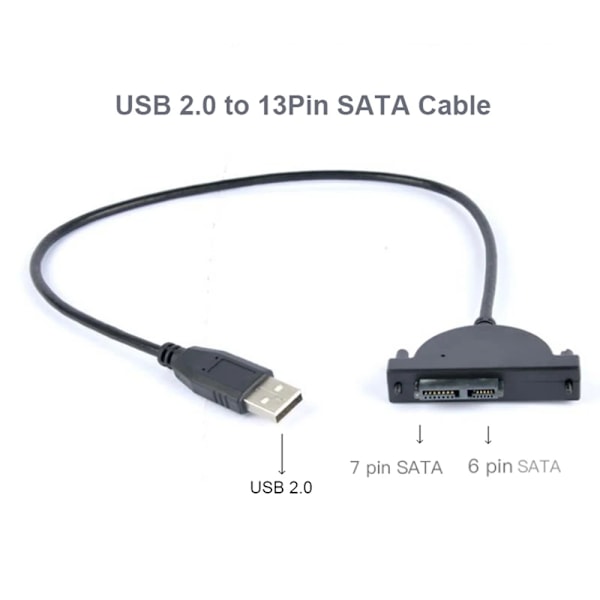 USB 2.0 til Mini Sata II 7+6 13Pin Adapter For Notebook CD/DVD ROM Slimline Drive Converter