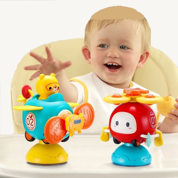 Suge kopp Spinner Høy stol baby leker 6 12 måneder roterende rangle sensoriske leker