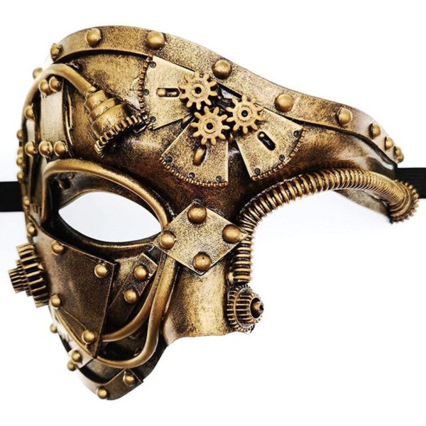 Cosplay Steampunk ghost mask mekanisk utstyr, halvt ansikt Halloween kostum, julefest tilbehør