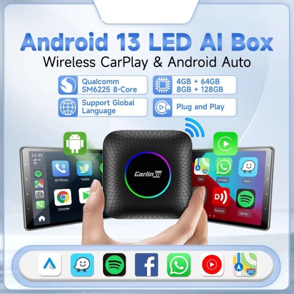 CarPlay TV Box Android Auto Wireless Carplay Adapter 8GB 128GB