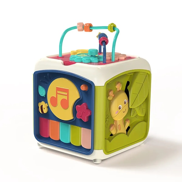 Baby Aktivitet Kube Småbarn Leker 7 i 1 Pedagogisk Shape Sorter Musical Toy Bead Labyrint Telle Oppdagelse Leker