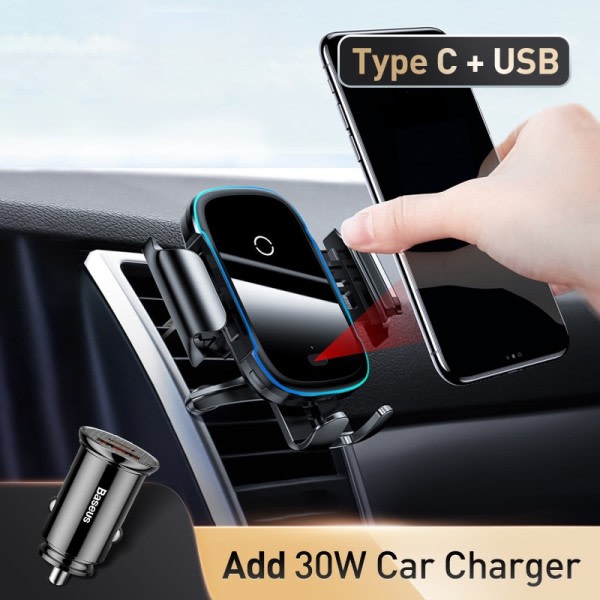 Bil telefon holder 15W QI trådløs lader for iPhone 14 13 12 11 Xiaomi bil montering infrarød rask trådløs lading