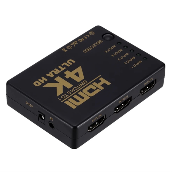 4K HDMI-kompatibel Switcher HD1080P 5 Port HD Switch Velger Splitter Med Hub IR Fjernkontroll Kontroller