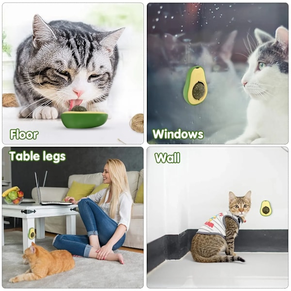 Avokado Kattmynta Katt Leksaker Vägg Ball Vridbar Naturlig Mynta Bular Hälsosamt Ätbart Slickande Bolar
