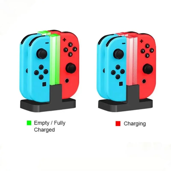 Strömbrytare 4 Styrare Laddare LED Indikator Laddning Dock Station för Nitendo Switch