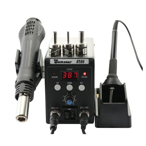 Loddestasjon 8586 760W 2 1 Digital Display SMD Omarbeid Varm luft pistol loddejern