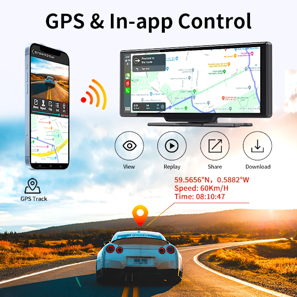 10,26" 4K Dash Cam ADAS Wireless Carplay & Android Auto Car DVR
