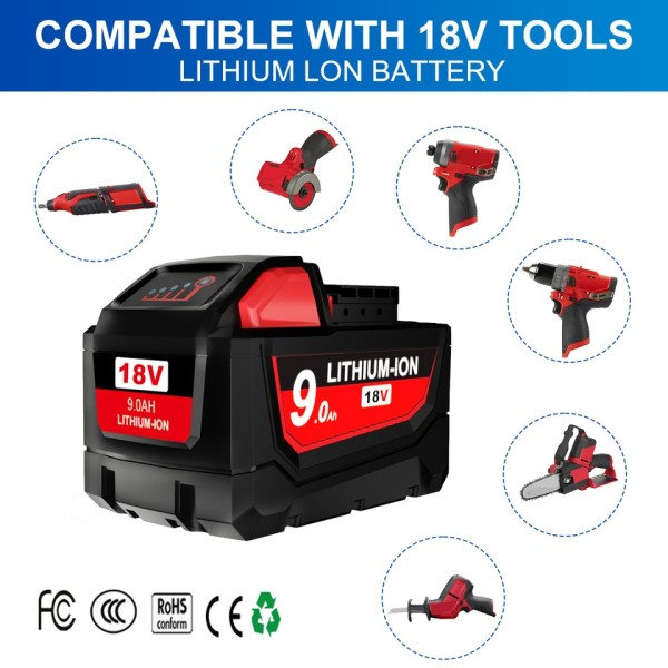 18V For Milwaukee M18 Batteri M18B6 XC 7.0 Ah Li-Ion 48-11-1860 48-11-1852 Eller Oplader