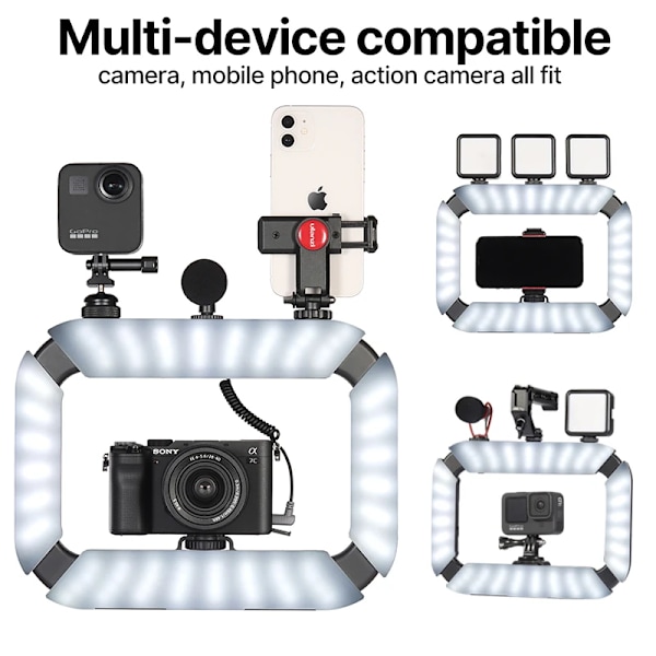 2 in 1 Rig Light Kald Sko for Mikrofon Tiktok Youtube Live Rig Light