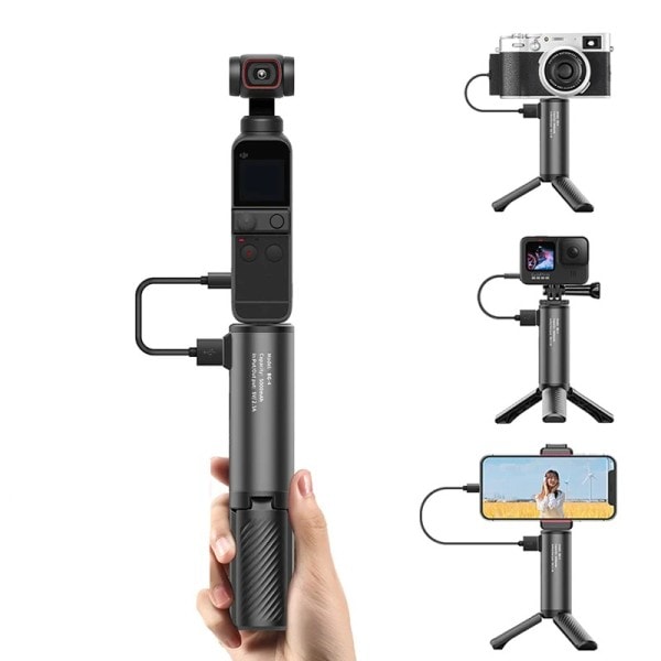 BG-4 Mini Stativ Med5000mAhPower Bank Hand Grip Monopod Bärbart stativ