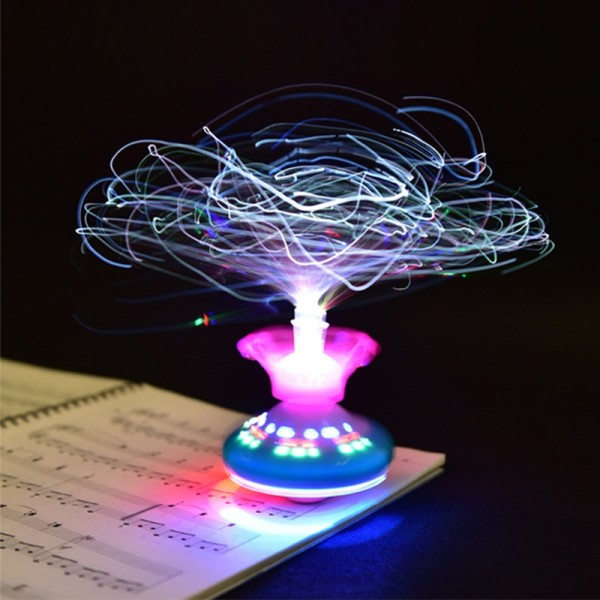 UFO lys legetøj blitz krone fiber elektrisk flash musik gyro børn's legetøj