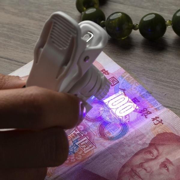 Mikroskop 60X LED Smykker Forstørrelsesglas Fokusering Justeret Lomme mikroskop med mobil telefon clips