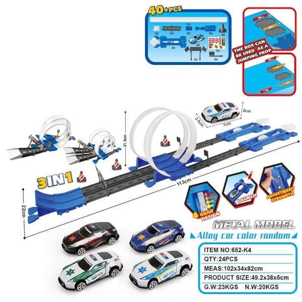 Stunt Speed Dubbel Bil Hjul Modell Racing Spår Gör-det-själv Sammansatt Rail Kits Katapult Räls Bil Racing Pojke leksaker