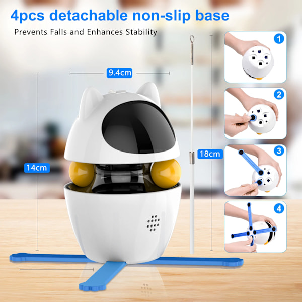 4-i-1 Cat Leksaker Inomhus Elektrisk Interaktiva Leksaker med Ball och Fjäder Automatisk Chasing Träning Laser Toy USB Uppladdningsbar