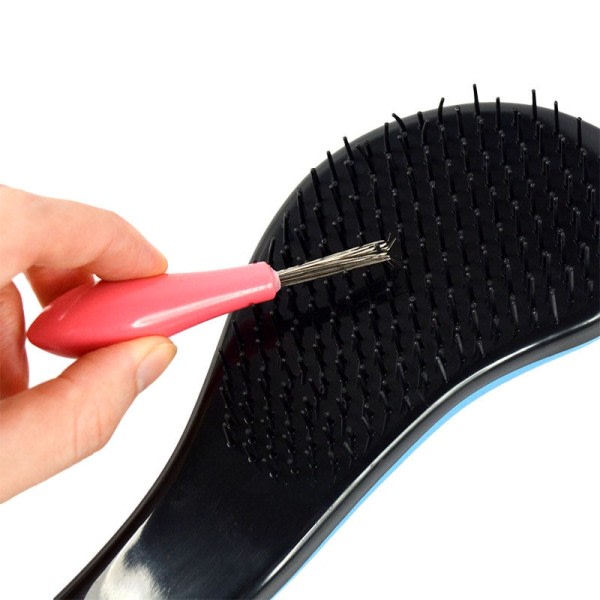 Mini hår børste kammer renser innebygd verktøy plast rengjøring fjerner håndtak floke hår børste