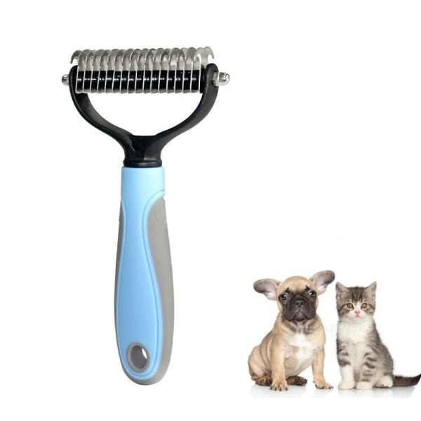 Profesjonell Kjæledyr Fjerning Børste 2 Sided Dematting Hund Kam Katt Børste Rake Valp Grooming Verktøy