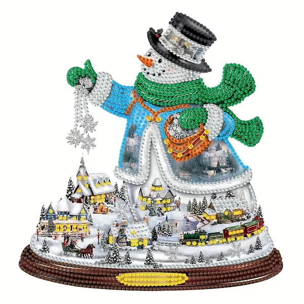 5D Snømann Diamant Maleri Desk Ornamenter Kits Jul Snømann Diamant Kunst til julepynt Ornamenter