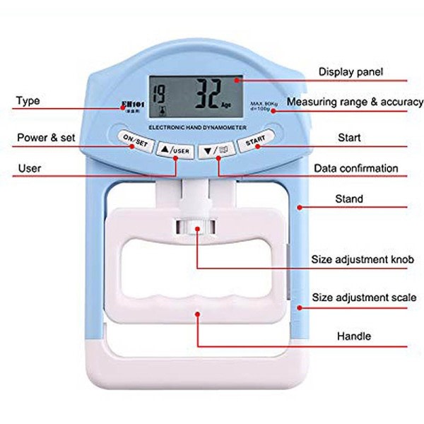 Digital Elektronisk Hånd Dynamometer 90kg/200lbs Tælle Gripper Hånd Grip Forstærker Måling Meter