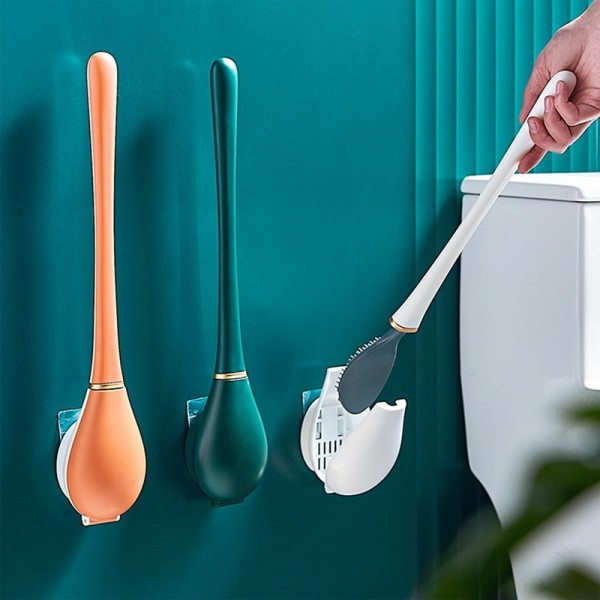 Silikoni WC harjat pitkä kahvallinen WC puhdistus harja   pidikkeellä seinäasennettava moderni