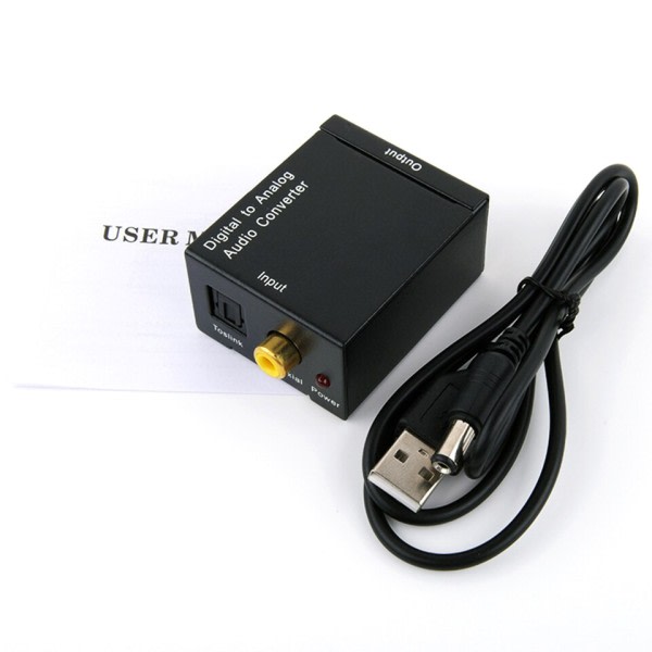 Digital Optisk Toslink SPDIF Coax To Analog RCA Audio Converter Adapter