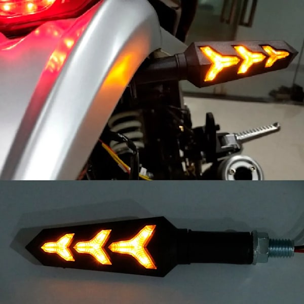 Motorcykel Modifiering Tillbehör LED Fishbone Vrid Signal 12V El Fordon Y-formad Flöde Indikator Signal Ljus
