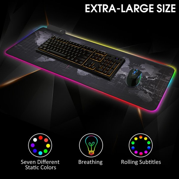 RGB Gaming Mat Mus Pad Datamaskin Tastatur Mus Pad