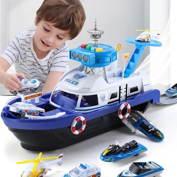 Simulering Spår Tröghet Båt Diecasts & Toy Fordon Music Story Light Toy Skep Modell Toy