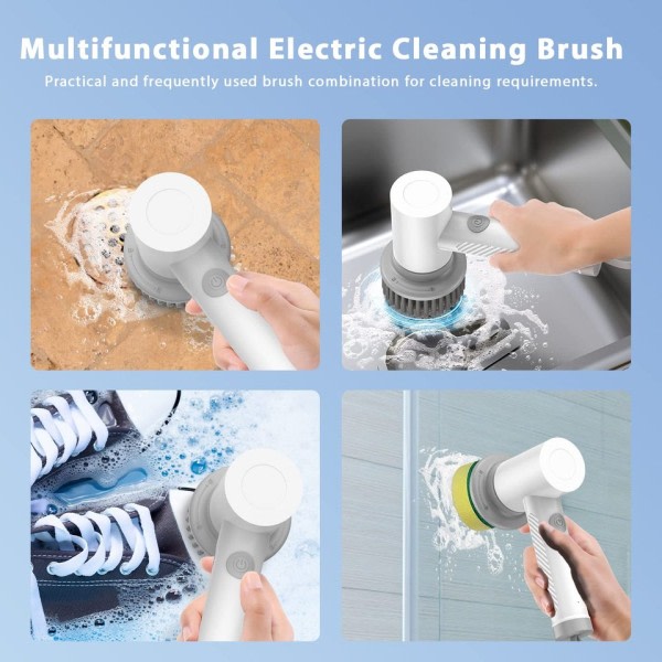 Trådløs elektrisk rengjøring børste husarbeid kjøkken oppvask børste badekar fliser proff rengjøring børste