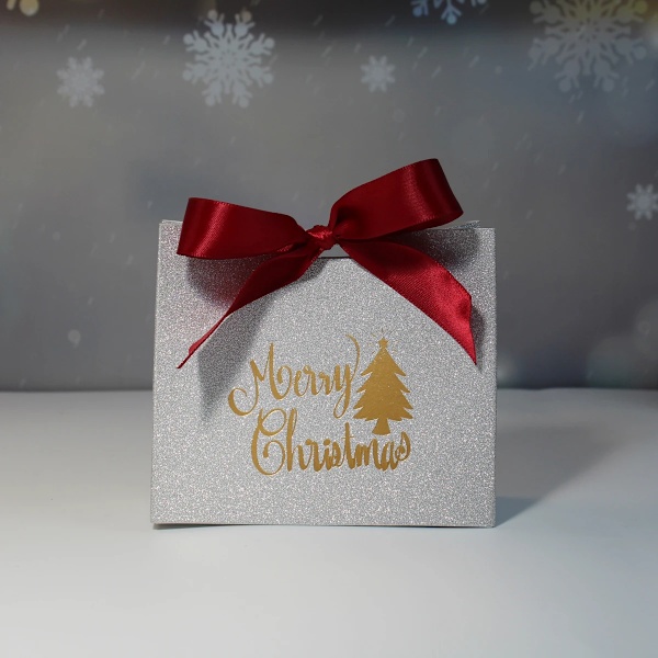 Glædelig jul gave æske og poser med bånd til indpakning kager og slik æske jule gave poser