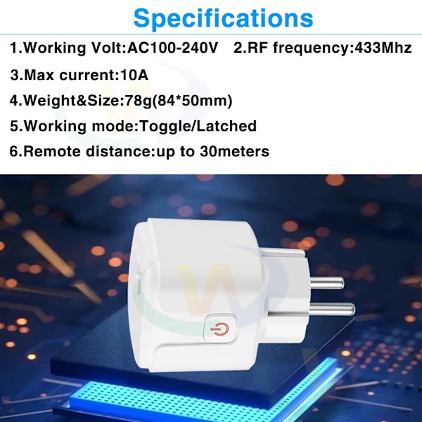 433 Mhz Langaton Kaukosäädin Ohjaus kytkin  110V 220V 16A EU FR Smart Socket Plug