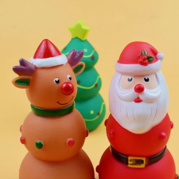Jul Hund Leker Hund Tygge Leker Kjæledyr Lydende Valp Gummi Leker Jul Julenissen Snømann