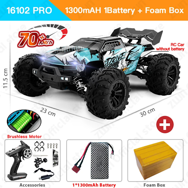 70 km% 2FH  4WD RC auto  LED kaukosäätimellä autot