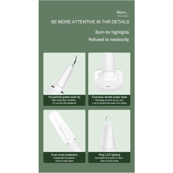 Ultralyd Bærbar Elektrisk Tænder Dental Scaler Plet Calculus Fjerner Værktøj Tooth Cleaner Whitening Kit