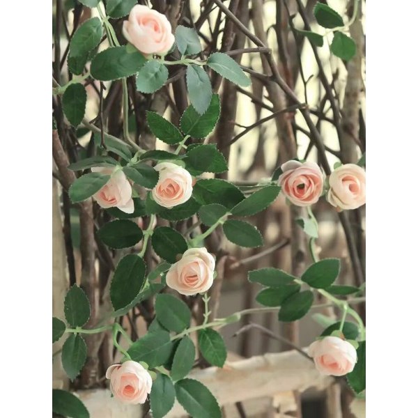 Kunstig Rose Blomster Rattan Vine Twine Og Fest Bryllup Hjem Gjerde Vegg Dekorasjon