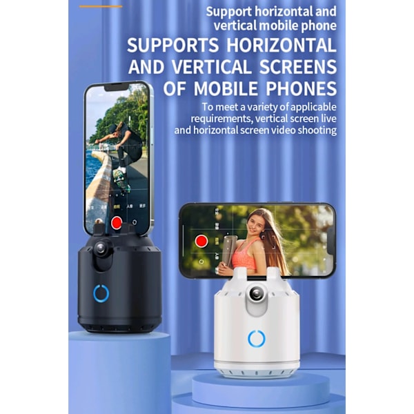 Auto Ansiktsspårning Telefon selfie stick Smart 360°rotationshållare AI Uppföljning video Vlogg Live Gimbal Stabilizer Stativ för mobil