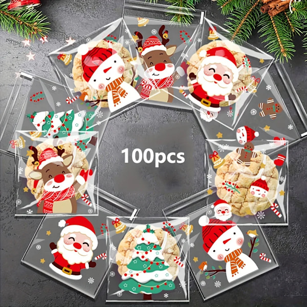 100 stykker jule godteri poser godteri kake poser