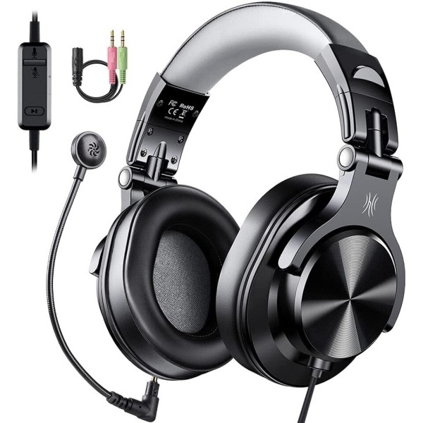 Kablet Gaming Headset Gamer USB+3.5mm Over-Ear Gaming Hovedtelefoner Med Aftagelig Mikrofon