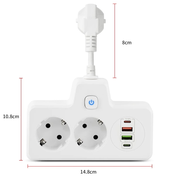 EU Stik Stik Power Strip Væg Socket Ekspansion Stik PD QC3.0 Hurtig Opladning Multitap USB Oplader