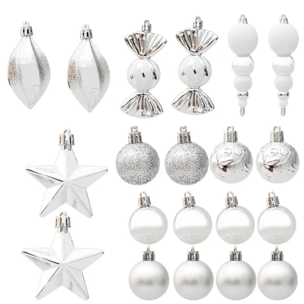50 bitar Silver Rött Specialformad Jul Ball Ornament