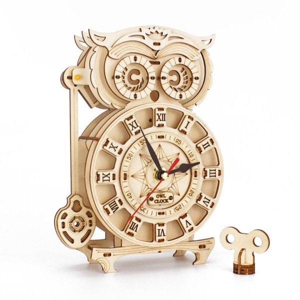 Ugle Skrivebord Stående Pendulum Ur Mekanisk Model Gør det selv Kits 3D Træ Puslespil