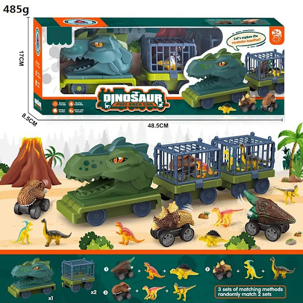 Gutter Bil Leker Dinosaur Lastbil Transport Carrier Kjøretøy Dino Dyr Modell Tyrannosaurus Rex Lastbil