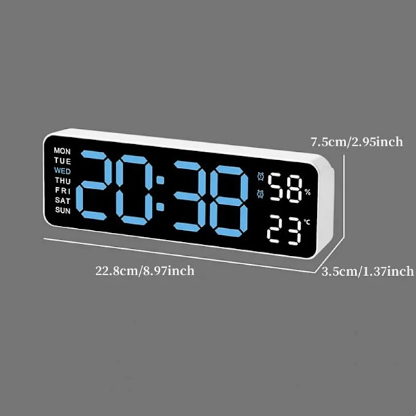 9 tum stor digital vägg klocka USB driven TEMP fuktighet vecka automatisk dimmer