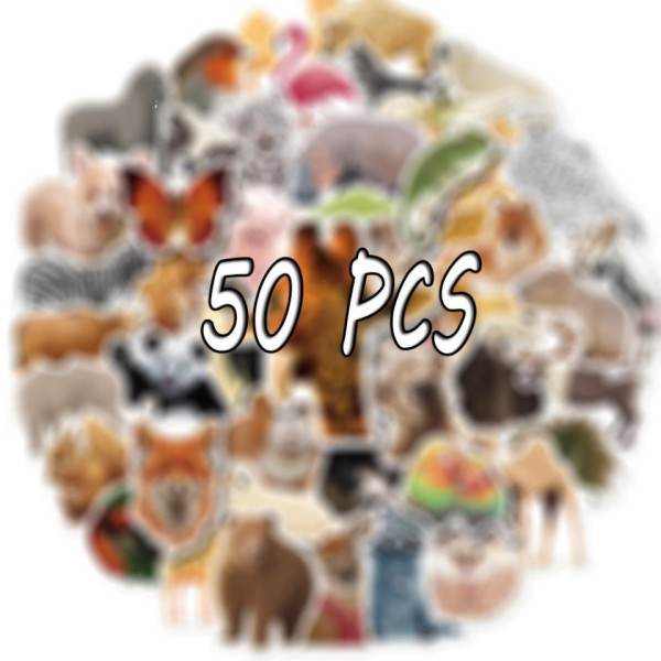 50 stykker Tegneserie Zoo Ville Dyr Klistermerker Kawaii Hund Gris DIY Barn Leker