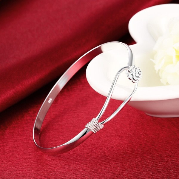 925 Sterling sølv armbånd til kvinder fin elegant blomst armring justerbar smykker