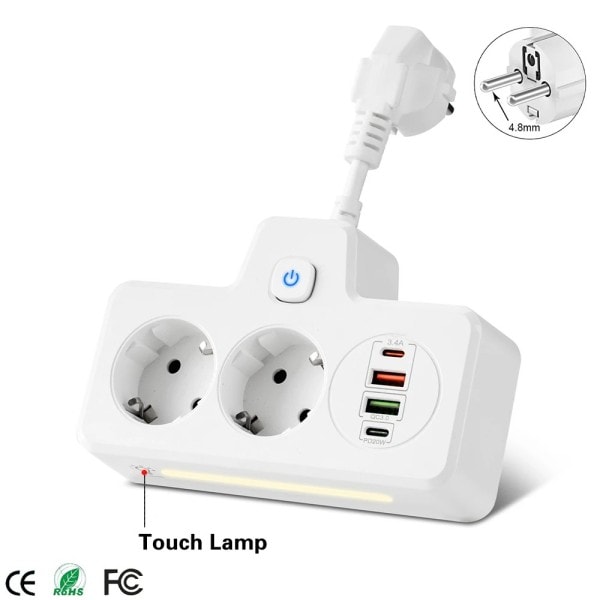 EU Stik Stik Power Strip Væg Socket Ekspansion Stik PD QC3.0 Hurtig Opladning Multitap USB Oplader